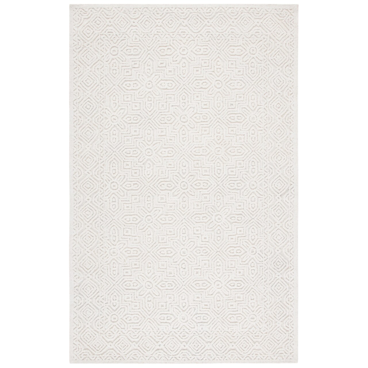Safavieh Textural Collection Txt101A Handmade Ivory Rug Geometric Pattern Rug